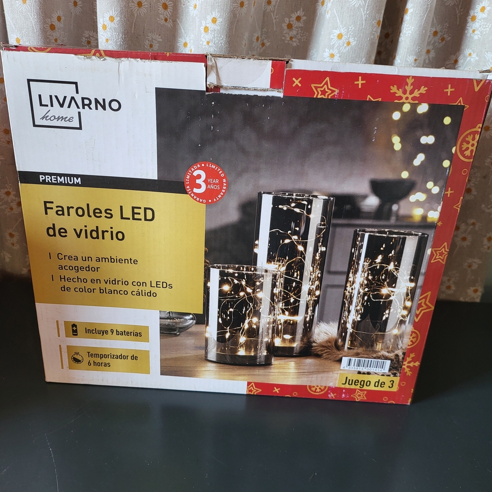 New In Box LIVARNO Home LED Glass Hurricanes (Set of 3) ✨ Warm White - Picture 2 of 4